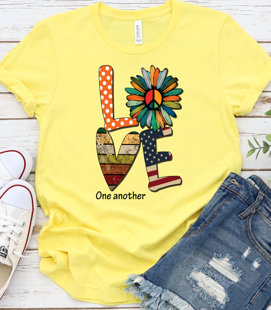 Love One Another On Lt. Yellow Graphic Tee
