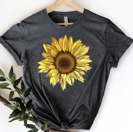 Sunflower on Dark Heather Gray Tee