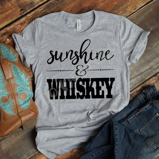 Sunshine & Whiskey On Gray Tee