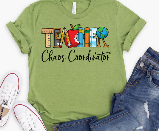 TEACHER Chaos Coordinator on Green Tee